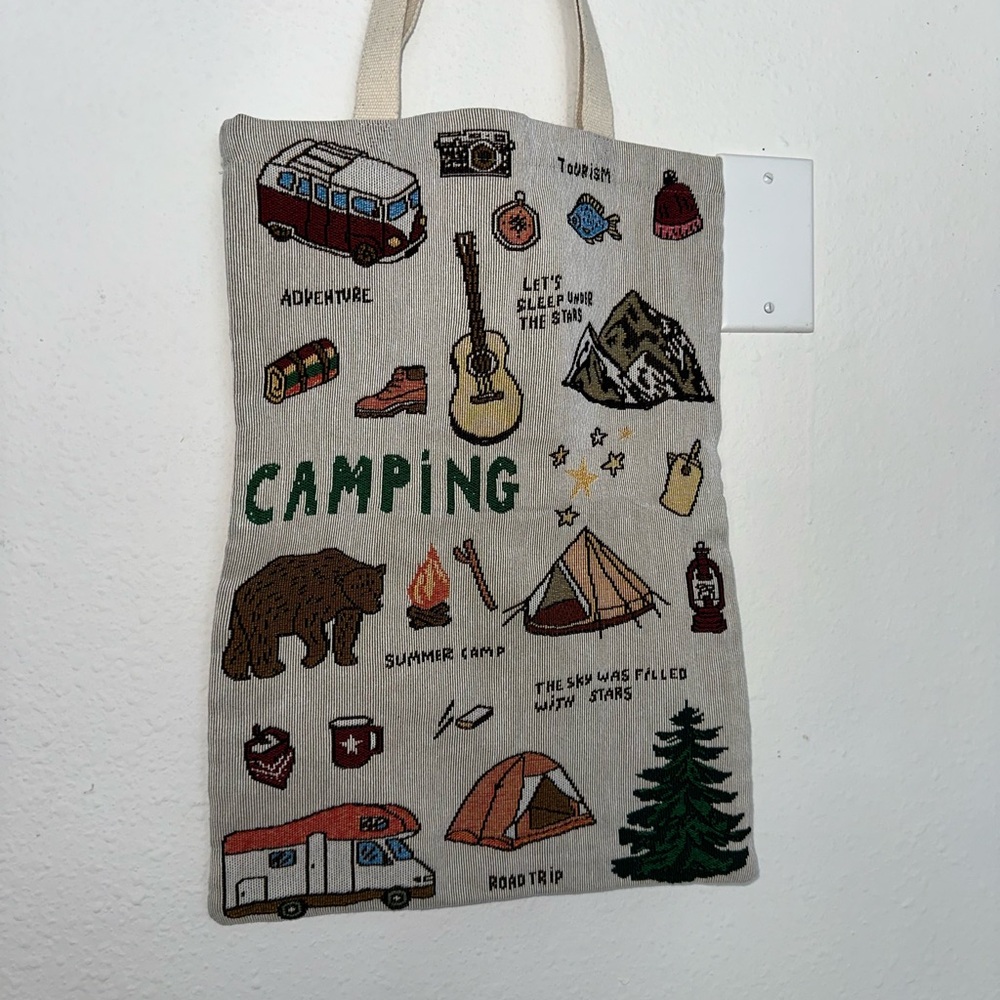 Vintage Camping Embroidered Long Tote bag - Picture 2 of 4